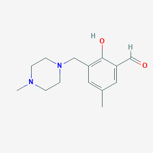 molecular formula C14H20N2O2 B3348124 Benzaldehyde, 2-hydroxy-5-methyl-3-[(4-methyl-1-piperazinyl)methyl]- CAS No. 155454-68-5