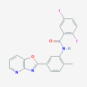 molecular formula C20H13I2N3O2 B334821 2,5-diiodo-N-[2-methyl-5-([1,3]oxazolo[4,5-b]pyridin-2-yl)phenyl]benzamide 