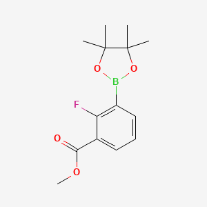 molecular formula C14H18BFO4 B3348311 Methyl 2-fluoro-3-(4,4,5,5-tetramethyl-1,3,2-dioxaborolan-2-YL)benzoate CAS No. 1638847-77-4