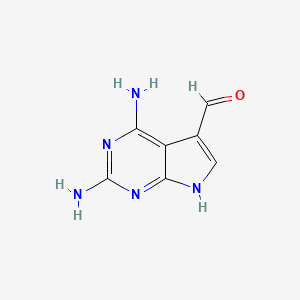 molecular formula C7H7N5O B3348360 2,4-diamino-7H-pyrrolo[2,3-d]pyrimidine-5-carbaldehyde CAS No. 166047-41-2