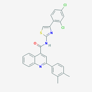 molecular formula C27H19Cl2N3OS B334841 N-[4-(2,4-dichlorophenyl)-1,3-thiazol-2-yl]-2-(3,4-dimethylphenyl)quinoline-4-carboxamide 