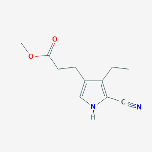 molecular formula C11H14N2O2 B3348478 1H-Pyrrole-3-propanoic acid, 5-cyano-4-ethyl-, methyl ester CAS No. 172794-63-7