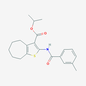molecular formula C21H25NO3S B334848 isopropyl 2-[(3-methylbenzoyl)amino]-5,6,7,8-tetrahydro-4H-cyclohepta[b]thiophene-3-carboxylate 