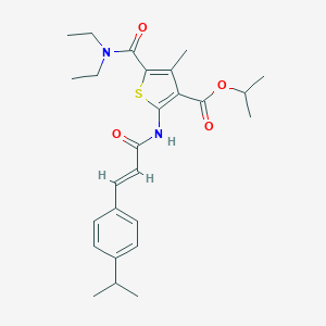 molecular formula C26H34N2O4S B334857 Isopropyl 5-[(diethylamino)carbonyl]-2-{[3-(4-isopropylphenyl)acryloyl]amino}-4-methyl-3-thiophenecarboxylate 