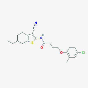 molecular formula C22H25ClN2O2S B334867 4-(4-chloro-2-methylphenoxy)-N-(3-cyano-6-ethyl-4,5,6,7-tetrahydro-1-benzothiophen-2-yl)butanamide 