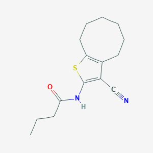 molecular formula C15H20N2OS B334868 N-(3-cyano-4,5,6,7,8,9-hexahydrocycloocta[b]thiophen-2-yl)butanamide 