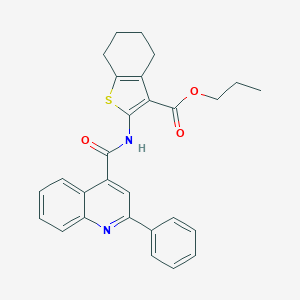 molecular formula C28H26N2O3S B334872 Propyl 2-{[(2-phenyl-4-quinolinyl)carbonyl]amino}-4,5,6,7-tetrahydro-1-benzothiophene-3-carboxylate 