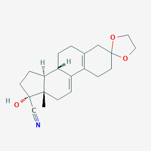 molecular formula C21H27NO3 B033488 17-Hydroxy-3-oxoestra-5(10),9(11)-diene-17beta-carbonitrile cyclic ethylene acetal CAS No. 33300-19-5