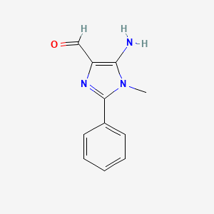 molecular formula C11H11N3O B3348821 1H-Imidazole-4-carboxaldehyde, 5-amino-1-methyl-2-phenyl- CAS No. 188710-74-9