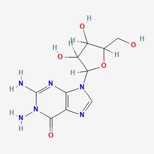 molecular formula C10H14N6O5 B3348904 1,2-Diamino-9-[3,4-dihydroxy-5-(hydroxymethyl)oxolan-2-yl]purin-6-one CAS No. 19039-33-9