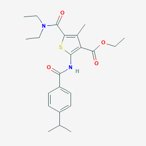 molecular formula C23H30N2O4S B334895 Ethyl 5-[(diethylamino)carbonyl]-2-[(4-isopropylbenzoyl)amino]-4-methyl-3-thiophenecarboxylate 