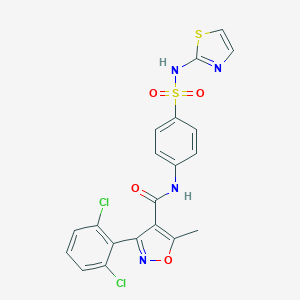 molecular formula C20H14Cl2N4O4S2 B334896 3-(2,6-dichlorophenyl)-5-methyl-N-[4-(1,3-thiazol-2-ylsulfamoyl)phenyl]-1,2-oxazole-4-carboxamide 