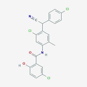 molecular formula C22H15Cl3N2O2 B3349256 5-Chloro-2-hydroxy-N-[2-methyl-4-(alpha-cyano-4-chlorobenzyl)-5-chlorophenyl]benzamide CAS No. 212135-62-1