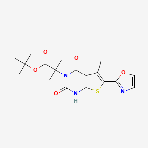 molecular formula C18H21N3O5S B3349296 Tert-butyl 2-methyl-2-[5-methyl-6-(1,3-oxazol-2-yl)-2,4-dioxo-1H-thieno[2,3-d]pyrimidin-3-yl]propanoate CAS No. 2131091-31-9