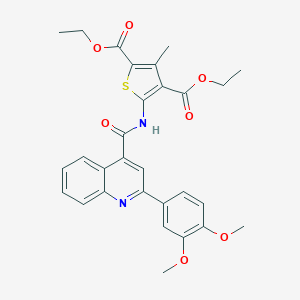 molecular formula C29H28N2O7S B334943 Diethyl 5-({[2-(3,4-dimethoxyphenyl)-4-quinolinyl]carbonyl}amino)-3-methyl-2,4-thiophenedicarboxylate 
