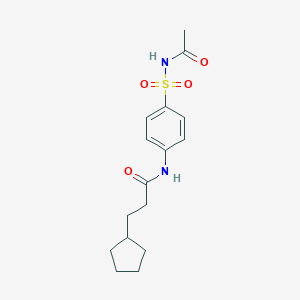 molecular formula C16H22N2O4S B334945 N-{4-[(acetylamino)sulfonyl]phenyl}-3-cyclopentylpropanamide 