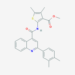 molecular formula C26H24N2O3S B334955 Methyl 2-({[2-(3,4-dimethylphenyl)-4-quinolinyl]carbonyl}amino)-4,5-dimethyl-3-thiophenecarboxylate 