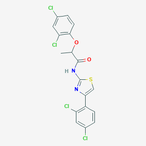 molecular formula C18H12Cl4N2O2S B334985 2-(2,4-dichlorophenoxy)-N-[4-(2,4-dichlorophenyl)-1,3-thiazol-2-yl]propanamide 