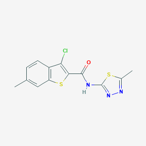 molecular formula C13H10ClN3OS2 B334990 3-chloro-6-methyl-N-(5-methyl-1,3,4-thiadiazol-2-yl)-1-benzothiophene-2-carboxamide 