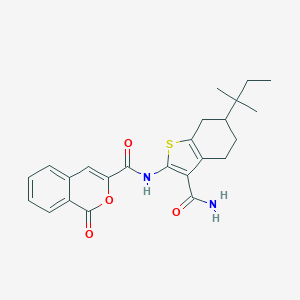 molecular formula C24H26N2O4S B335003 N-[3-(aminocarbonyl)-6-tert-pentyl-4,5,6,7-tetrahydro-1-benzothien-2-yl]-1-oxo-1H-isochromene-3-carboxamide 