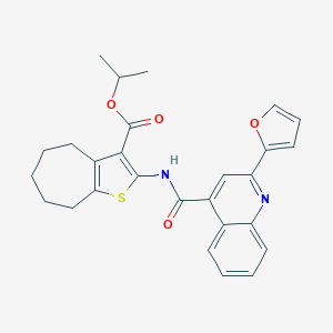 molecular formula C27H26N2O4S B335011 isopropyl 2-({[2-(2-furyl)-4-quinolinyl]carbonyl}amino)-5,6,7,8-tetrahydro-4H-cyclohepta[b]thiophene-3-carboxylate 