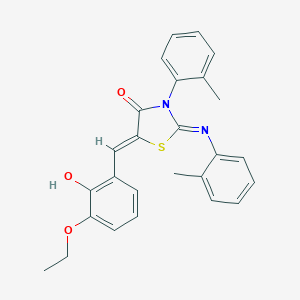 molecular formula C26H24N2O3S B335012 5-(3-Ethoxy-2-hydroxybenzylidene)-3-(2-methylphenyl)-2-[(2-methylphenyl)imino]-1,3-thiazolidin-4-one 
