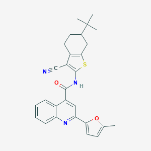 molecular formula C28H27N3O2S B335013 N-(6-tert-butyl-3-cyano-4,5,6,7-tetrahydro-1-benzothiophen-2-yl)-2-(5-methylfuran-2-yl)quinoline-4-carboxamide 