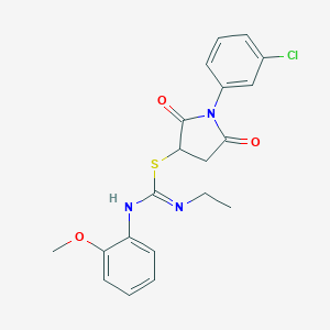 1-(3-chlorophenyl)-2,5-dioxo-3-pyrrolidinyl N-ethyl-N'-(2-methoxyphenyl)imidothiocarbamate