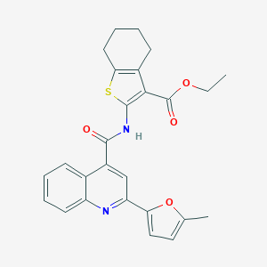 molecular formula C26H24N2O4S B335021 Ethyl 2-[[2-(5-methylfuran-2-yl)quinoline-4-carbonyl]amino]-4,5,6,7-tetrahydro-1-benzothiophene-3-carboxylate CAS No. 5703-52-6