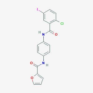 molecular formula C18H12ClIN2O3 B335025 N-{4-[(2-chloro-5-iodobenzoyl)amino]phenyl}-2-furamide 