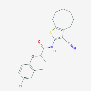 molecular formula C21H23ClN2O2S B335029 2-(4-chloro-2-methylphenoxy)-N-(3-cyano-4,5,6,7,8,9-hexahydrocycloocta[b]thiophen-2-yl)propanamide 