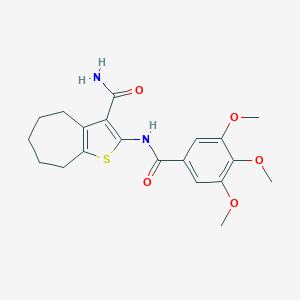 molecular formula C20H24N2O5S B335036 2-[(3,4,5-trimethoxybenzoyl)amino]-5,6,7,8-tetrahydro-4H-cyclohepta[b]thiophene-3-carboxamide 