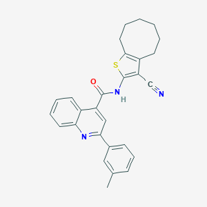 molecular formula C28H25N3OS B335038 N-(3-cyano-4,5,6,7,8,9-hexahydrocycloocta[b]thiophen-2-yl)-2-(3-methylphenyl)quinoline-4-carboxamide 
