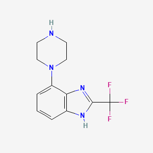 molecular formula C12H13F3N4 B3350471 4-piperazin-1-yl-2-trifluoromethyl-1H-benzoimidazole CAS No. 282547-72-2