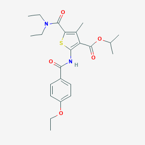 molecular formula C23H30N2O5S B335055 Isopropyl 5-[(diethylamino)carbonyl]-2-[(4-ethoxybenzoyl)amino]-4-methyl-3-thiophenecarboxylate 
