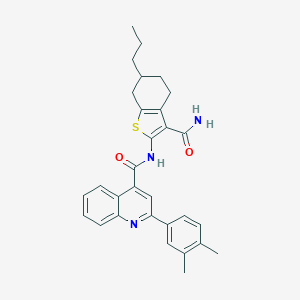 N-(3-carbamoyl-6-propyl-4,5,6,7-tetrahydro-1-benzothiophen-2-yl)-2-(3,4-dimethylphenyl)quinoline-4-carboxamide