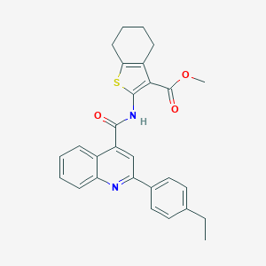 molecular formula C28H26N2O3S B335059 Methyl 2-({[2-(4-ethylphenyl)-4-quinolinyl]carbonyl}amino)-4,5,6,7-tetrahydro-1-benzothiophene-3-carboxylate 