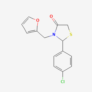 molecular formula C14H12ClNO2S B3350785 4-Thiazolidinone, 2-(4-chlorophenyl)-3-(2-furanylmethyl)- CAS No. 303226-46-2