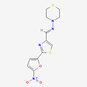 molecular formula C12H12N4O3S2 B3350927 N-((2-(5-Nitro-2-furanyl)-4-thiazolyl)methylene)-4-thiomorpholinamine CAS No. 31898-48-3