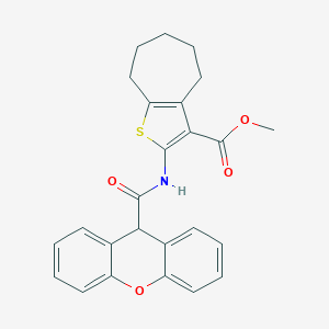 molecular formula C25H23NO4S B335096 methyl 2-[(9H-xanthen-9-ylcarbonyl)amino]-5,6,7,8-tetrahydro-4H-cyclohepta[b]thiophene-3-carboxylate 
