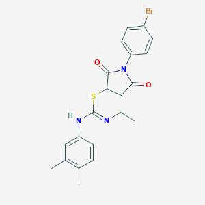 molecular formula C21H22BrN3O2S B335097 1-(4-bromophenyl)-2,5-dioxo-3-pyrrolidinyl N'-(3,4-dimethylphenyl)-N-ethylimidothiocarbamate 