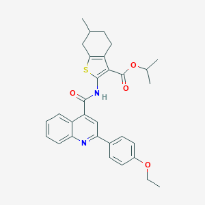 molecular formula C31H32N2O4S B335101 Isopropyl 2-({[2-(4-ethoxyphenyl)-4-quinolinyl]carbonyl}amino)-6-methyl-4,5,6,7-tetrahydro-1-benzothiophene-3-carboxylate 