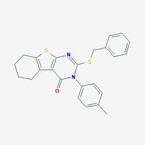 molecular formula C24H22N2OS2 B335111 2-(benzylsulfanyl)-3-(4-methylphenyl)-5,6,7,8-tetrahydro[1]benzothieno[2,3-d]pyrimidin-4(3H)-one 