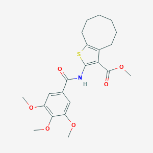 molecular formula C22H27NO6S B335115 Methyl 2-[(3,4,5-trimethoxybenzoyl)amino]-4,5,6,7,8,9-hexahydrocycloocta[b]thiophene-3-carboxylate 
