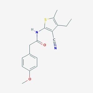 molecular formula C17H18N2O2S B335118 N-(3-cyano-4-ethyl-5-methylthiophen-2-yl)-2-(4-methoxyphenyl)acetamide 