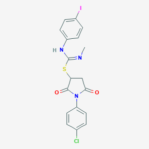 1-(4-chlorophenyl)-2,5-dioxopyrrolidin-3-yl N'-(4-iodophenyl)-N-methylcarbamimidothioate