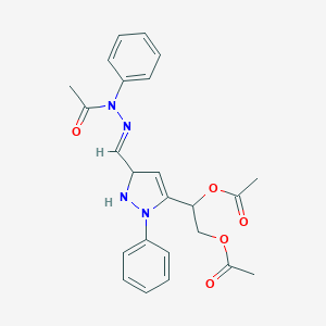 molecular formula C24H26N4O5 B033512 [[5-(1,2-Dihydroxyethyl)-1-phenylpyrazol-3-yl]methylene]phenylhydrazide diacetate acetic acid CAS No. 103405-38-5