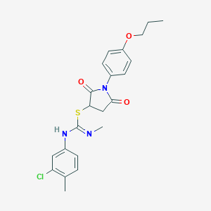 molecular formula C22H24ClN3O3S B335122 2,5-dioxo-1-(4-propoxyphenyl)-3-pyrrolidinyl N'-(3-chloro-4-methylphenyl)-N-methylimidothiocarbamate 