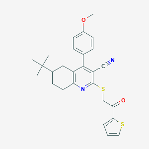 6-Tert-butyl-4-(4-methoxyphenyl)-2-{[2-oxo-2-(2-thienyl)ethyl]sulfanyl}-5,6,7,8-tetrahydro-3-quinolinecarbonitrile