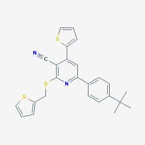 6-(4-Tert-butylphenyl)-4-thien-2-yl-2-[(thien-2-ylmethyl)sulfanyl]nicotinonitrile